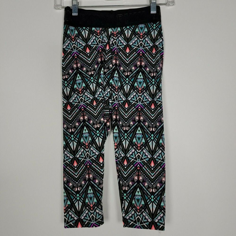 Victoria's Secret Pink Womens Ultimate Yoga Capri Leggings Size XS Black Printed